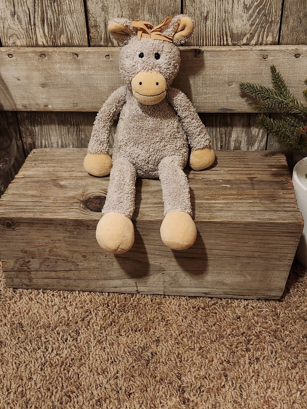 Plush Nursery Lovey - Soft Gray and Cream Stuffed Animal Horse.